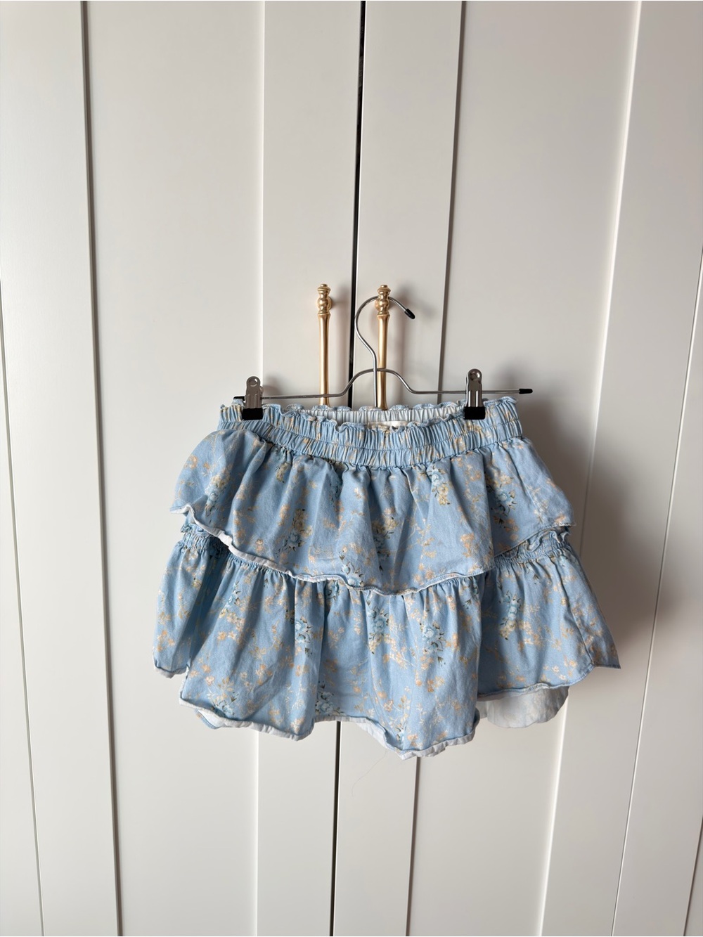 LoveShackFancy Light Blue Floral Skirt